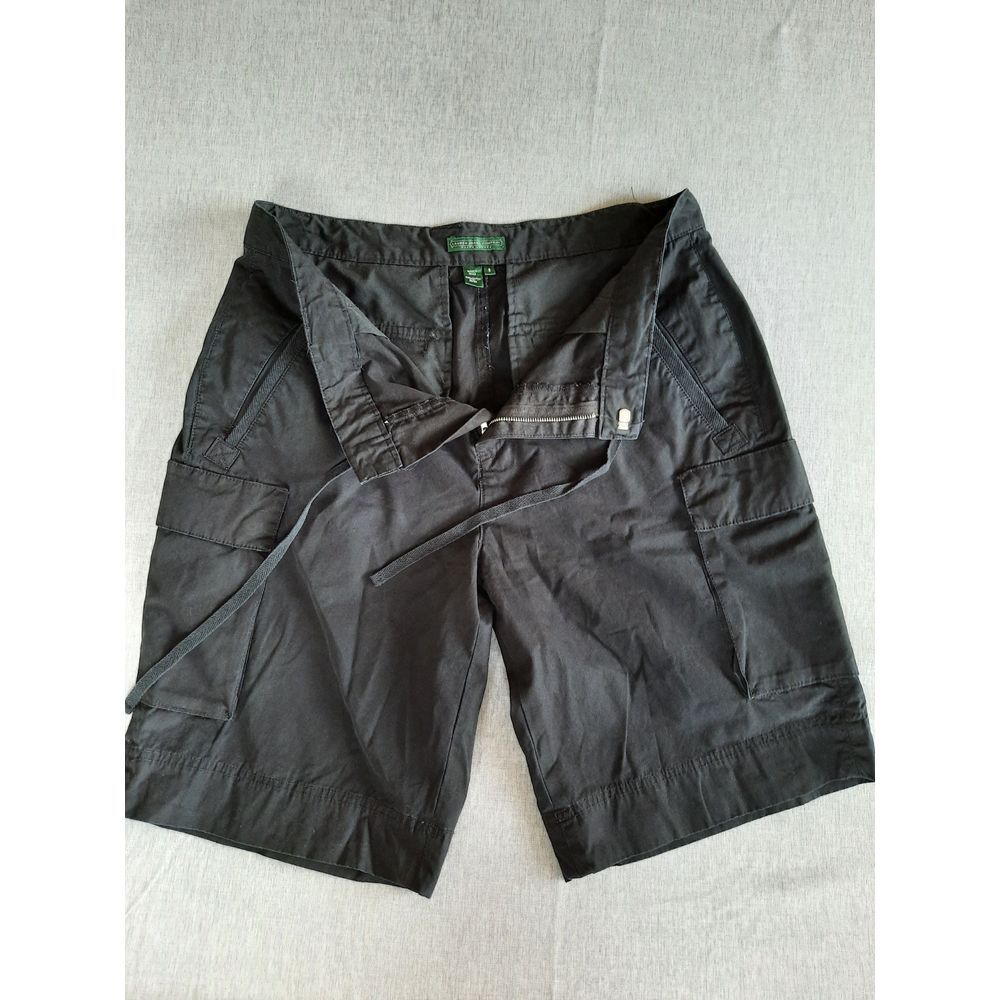 Lauren Jeans Co. By Ralph Lauren Women 8 Utility Drawstring Black Cargo Short